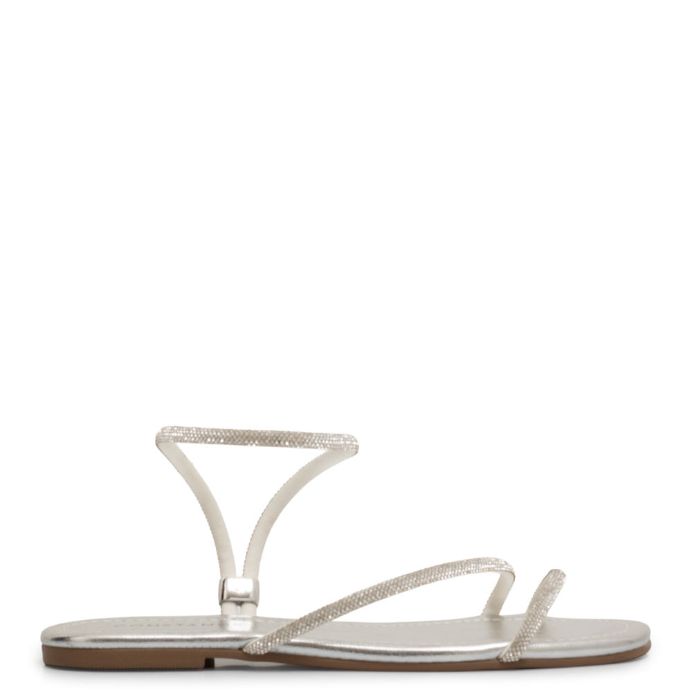Rasteira Prata Strass