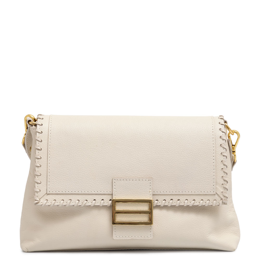 Bolsa Couro Enfeite Off White