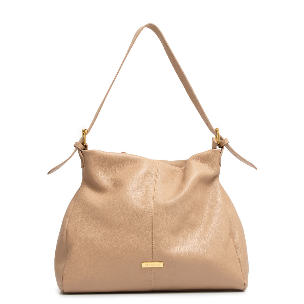 Bolsa Hobo Couro Fivela Nude