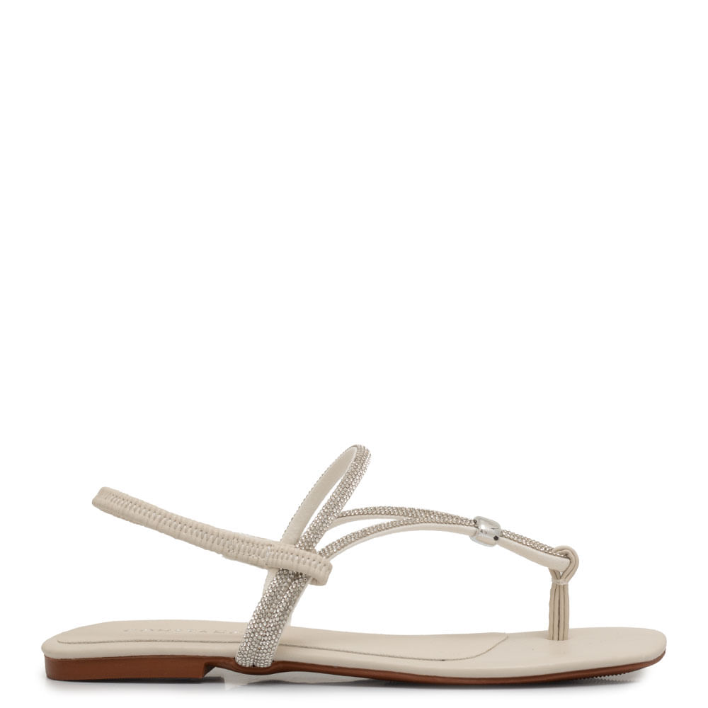 Rasteira Off White Strass