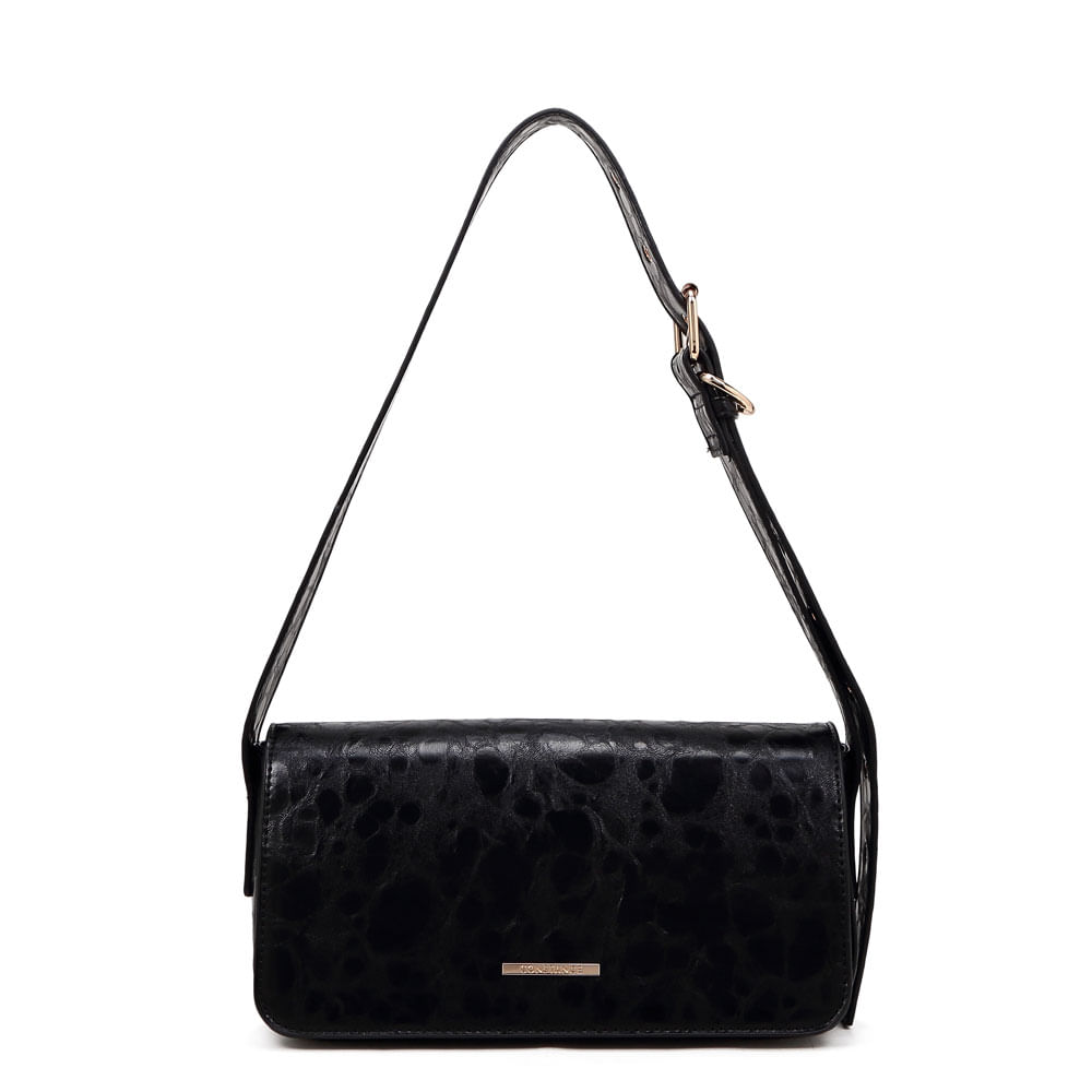 Bolsa Baguete Fivela Preta