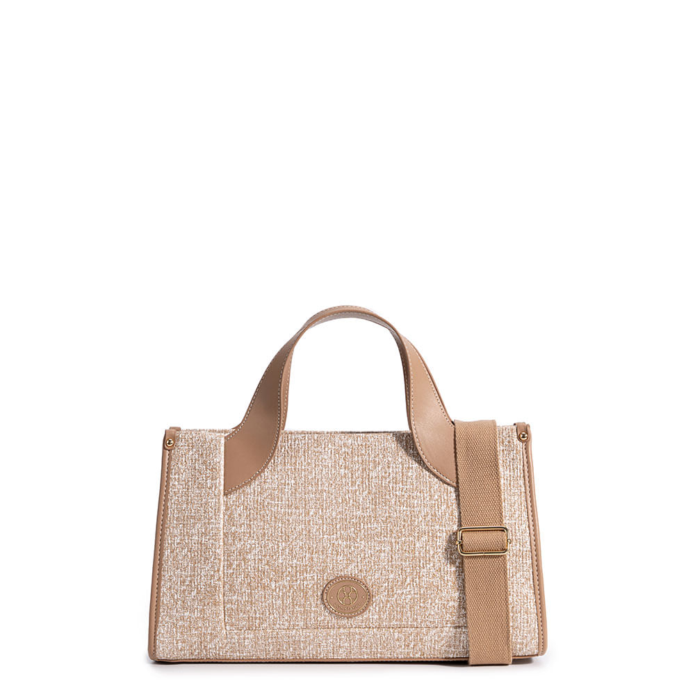 Bolsa Bege Tote Bicolor
