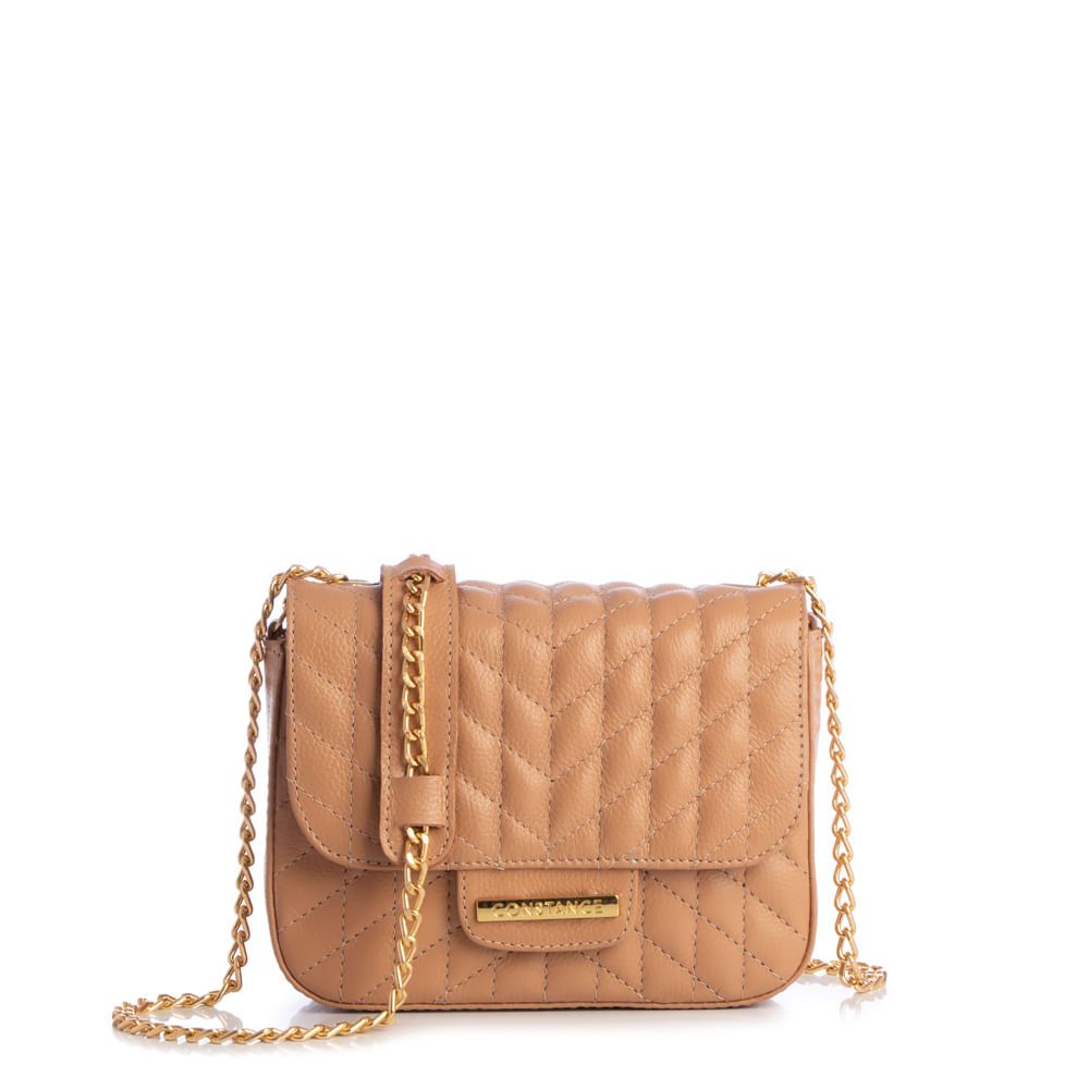 Bolsa Couro Nude Transversal Matelassê
