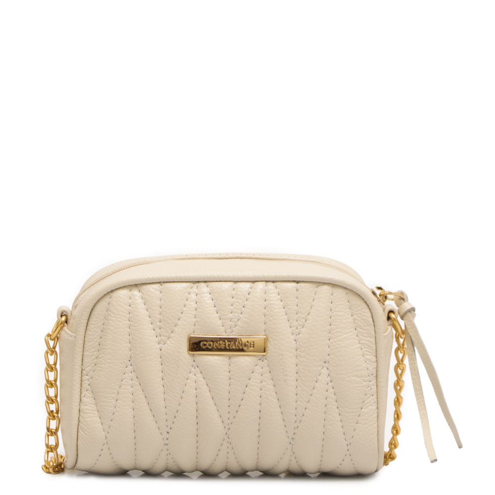 Bolsa Tiracolo Pequena Couro Off White