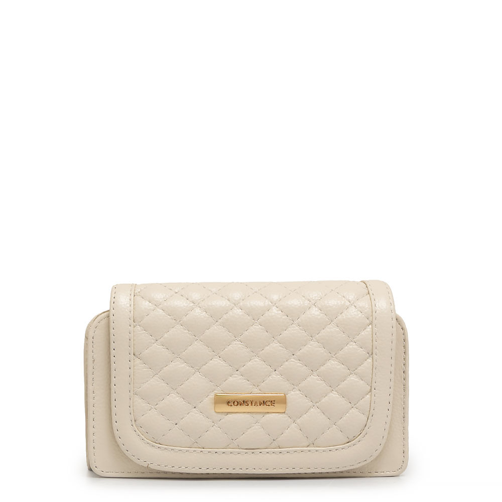 Bolsa Couro Pequena Matelassê Off White