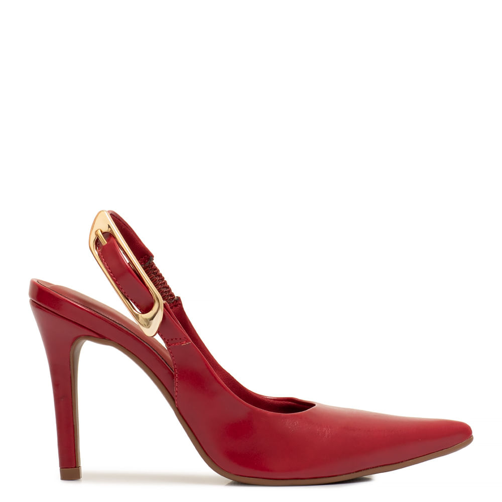Scarpin Vermelho Slingback Fivela