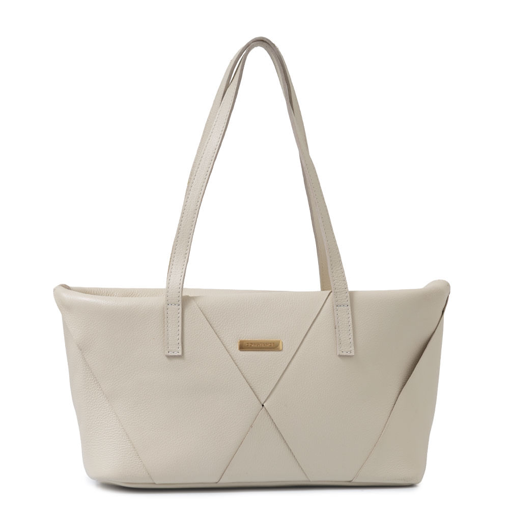 Bolsa Couro Recortes Geométrico Off White