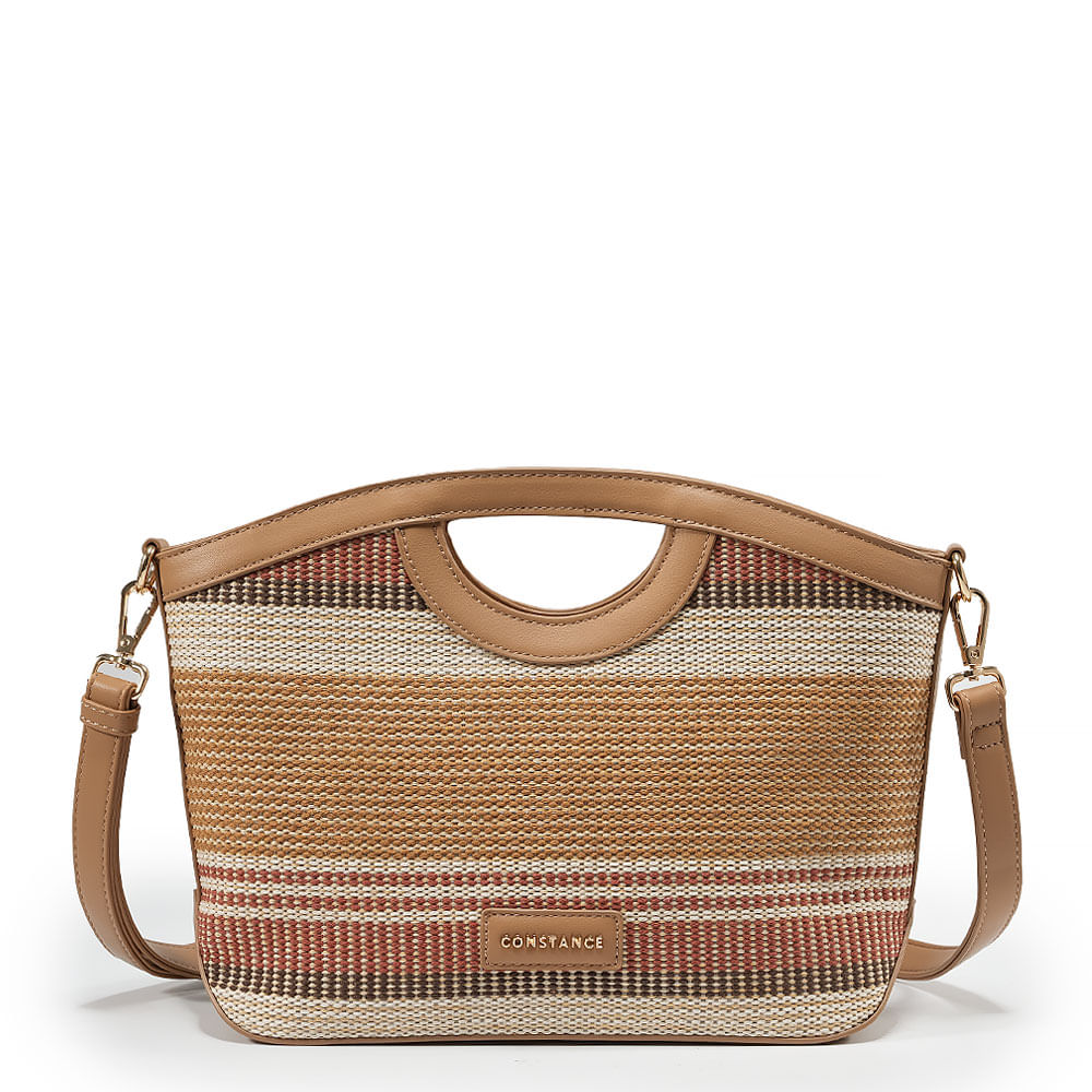 Bolsa de Mão Listrada Caramelo