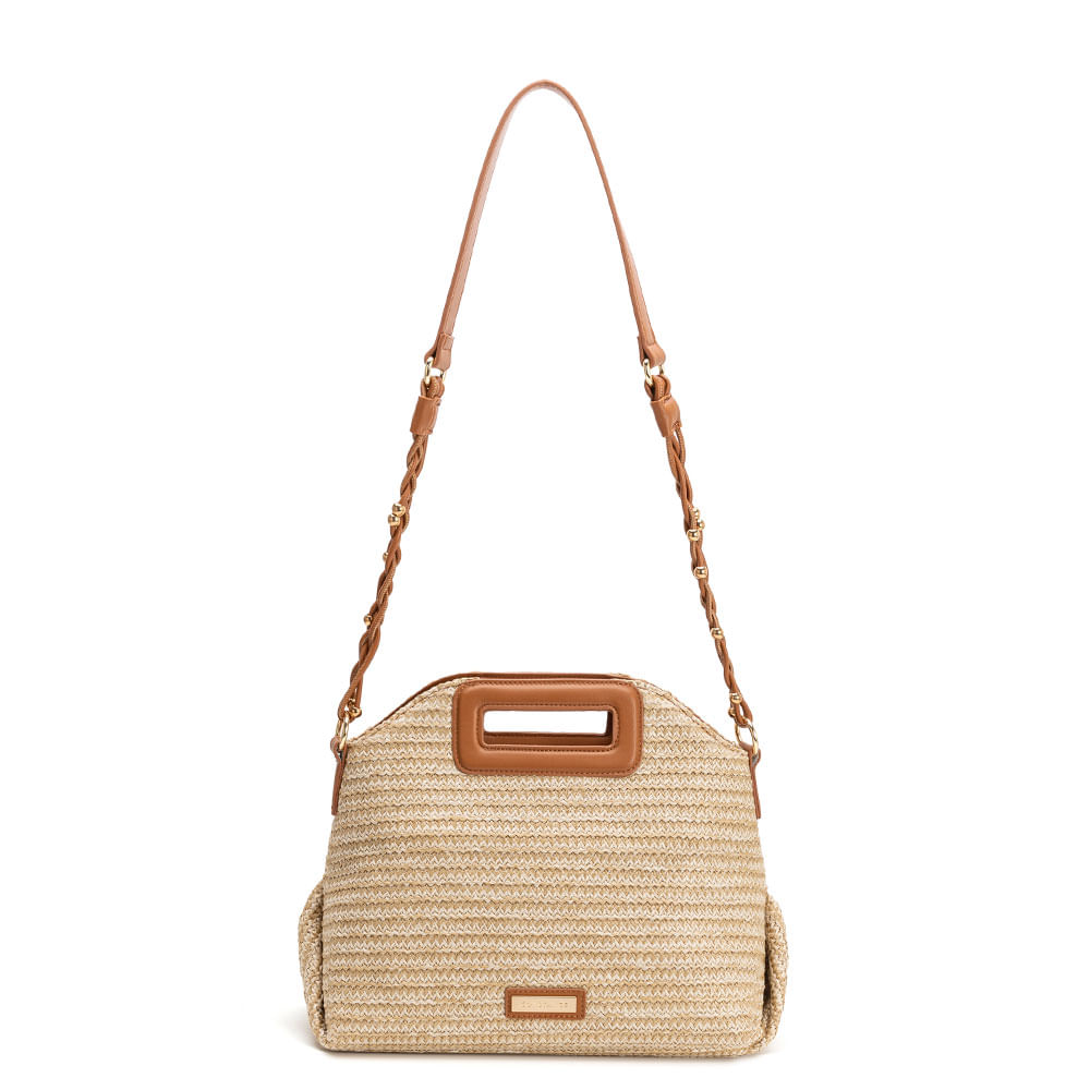 Bolsa Palha Alça Trançada Caramelo