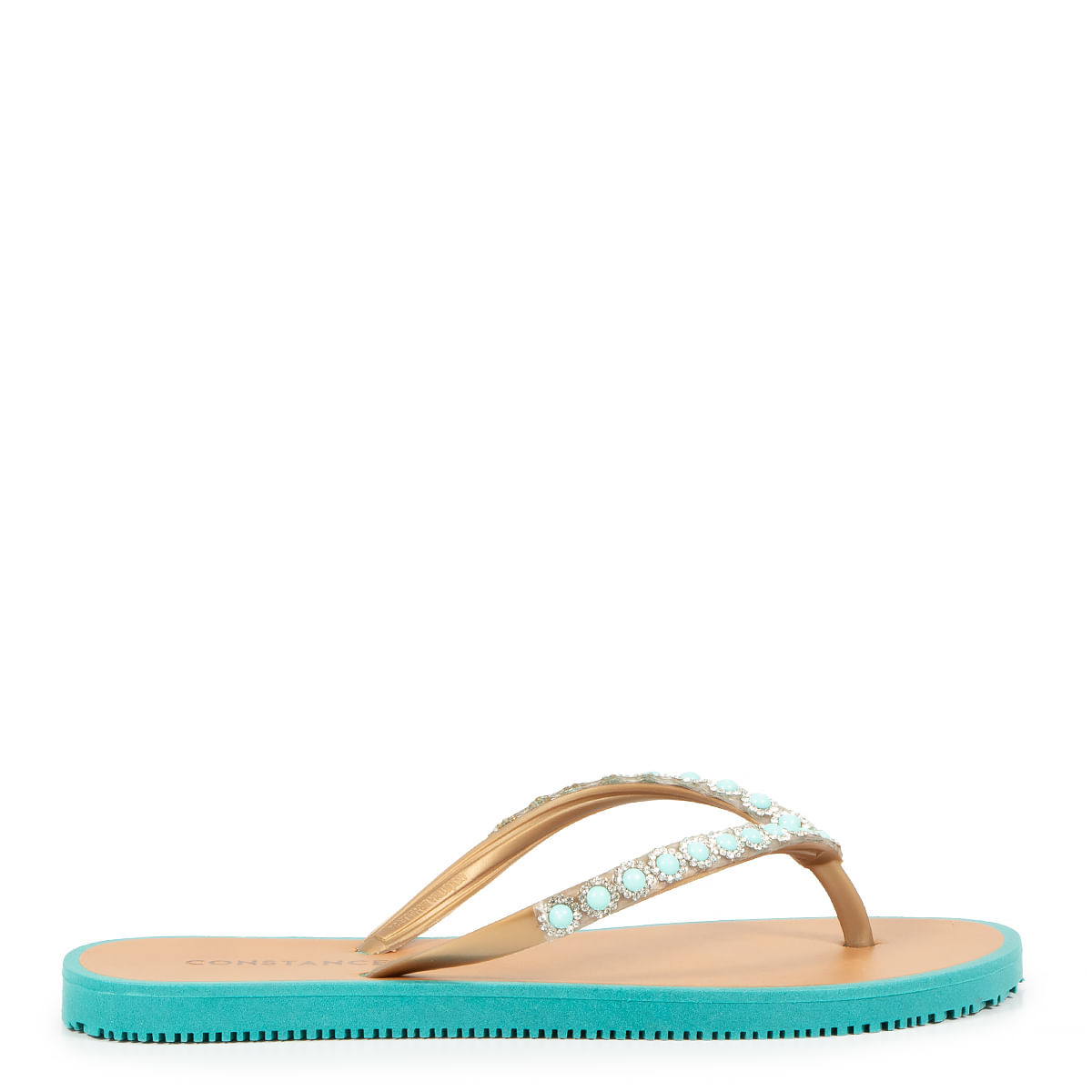 Chinelo Azul Aplicação Pedraria