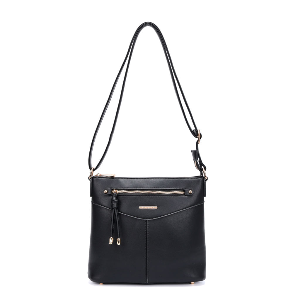 Bolsa Tiracolo Zíper Preta