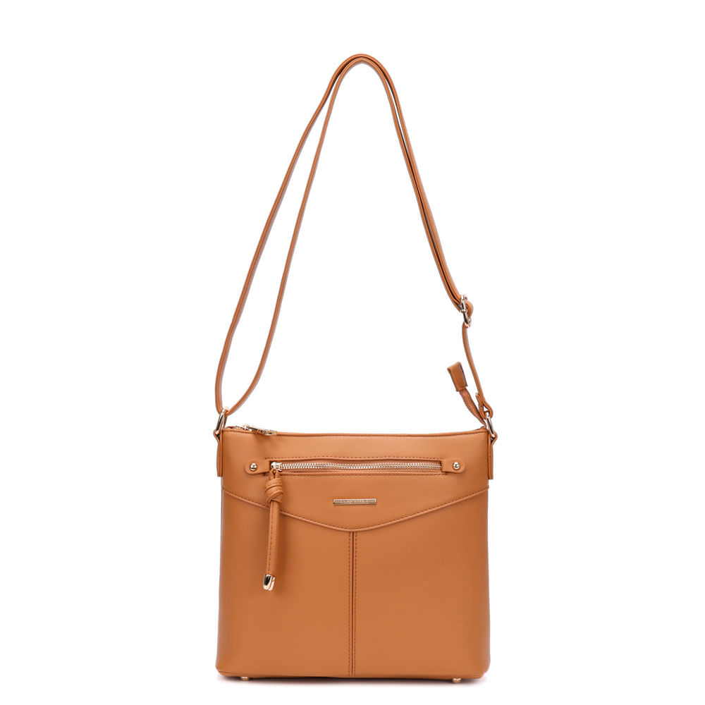 Bolsa Tiracolo Zíper Caramelo
