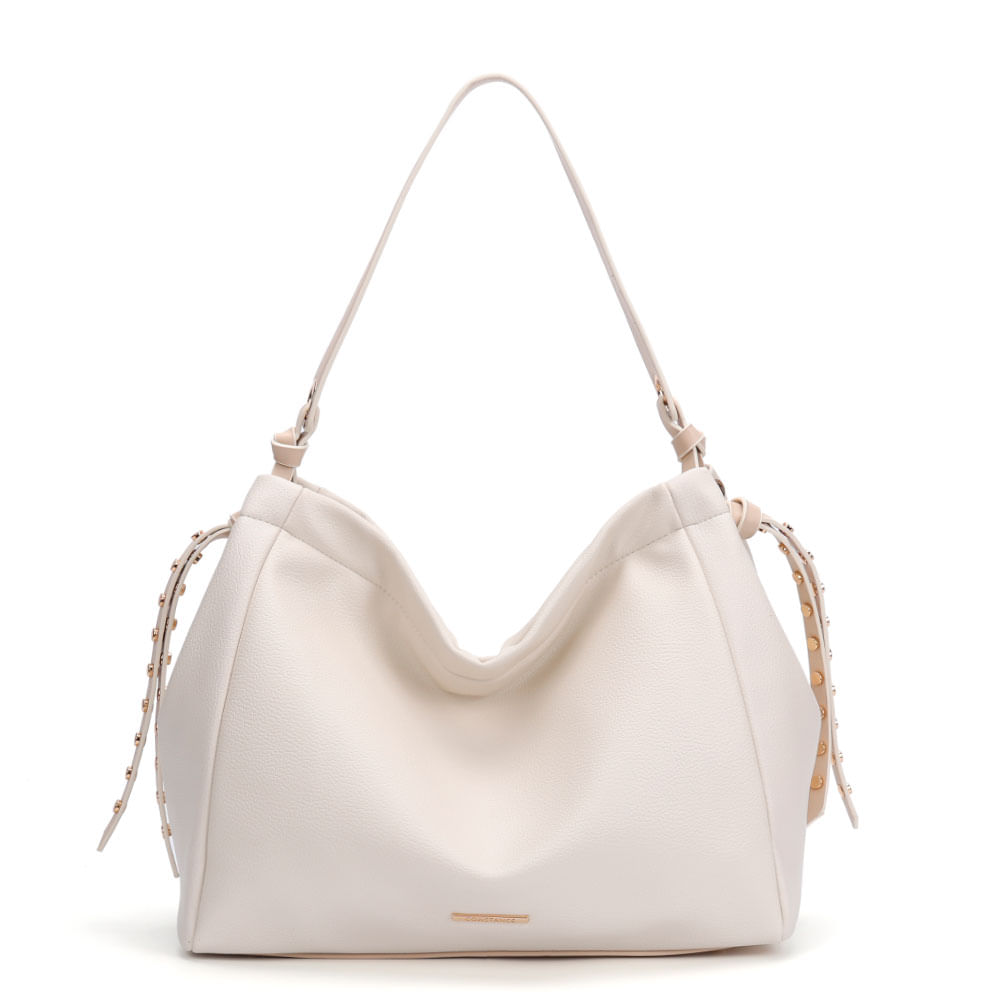 Bolsa Hobo Nó Tachas Off White