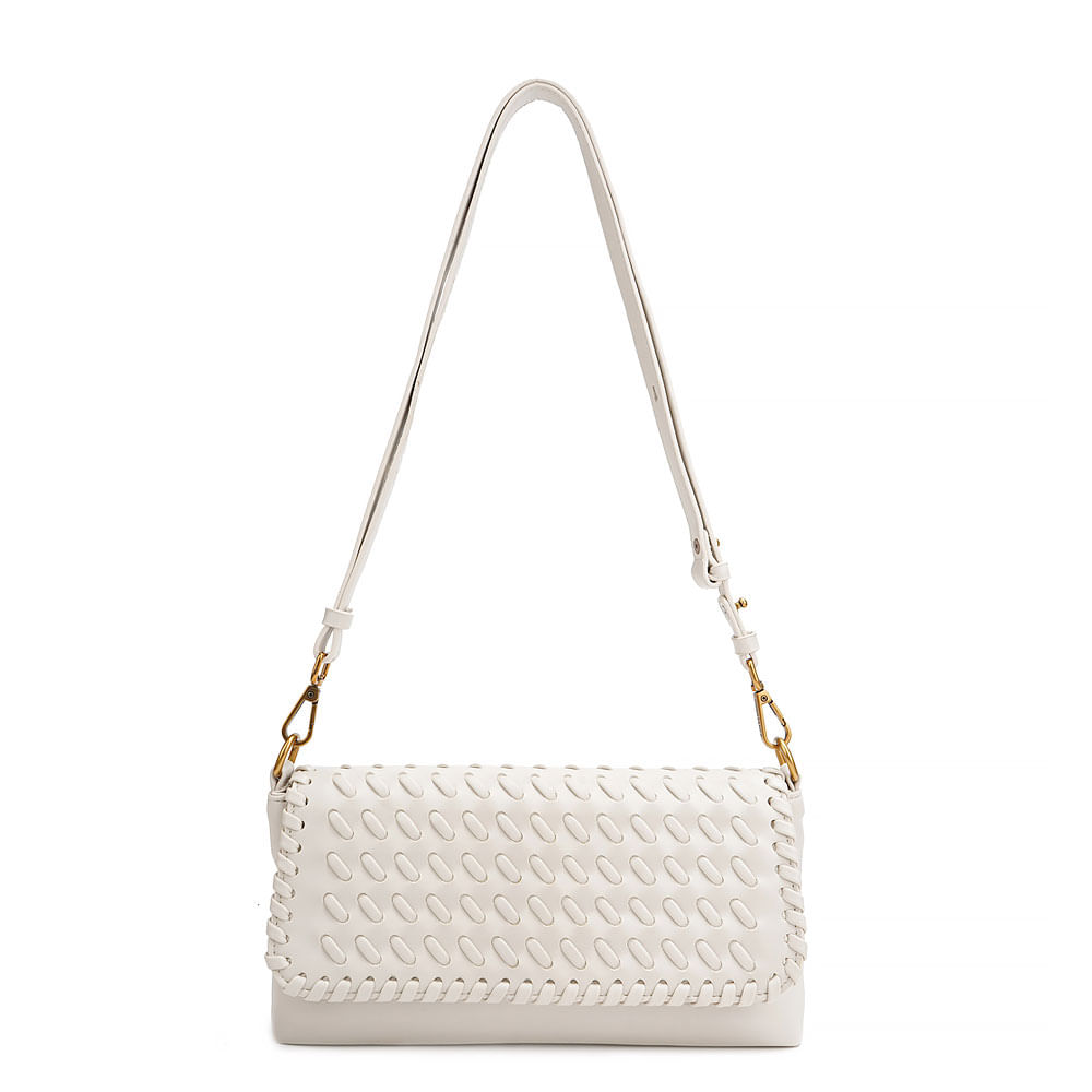 Bolsa Baguete Trama Diagonal Off White