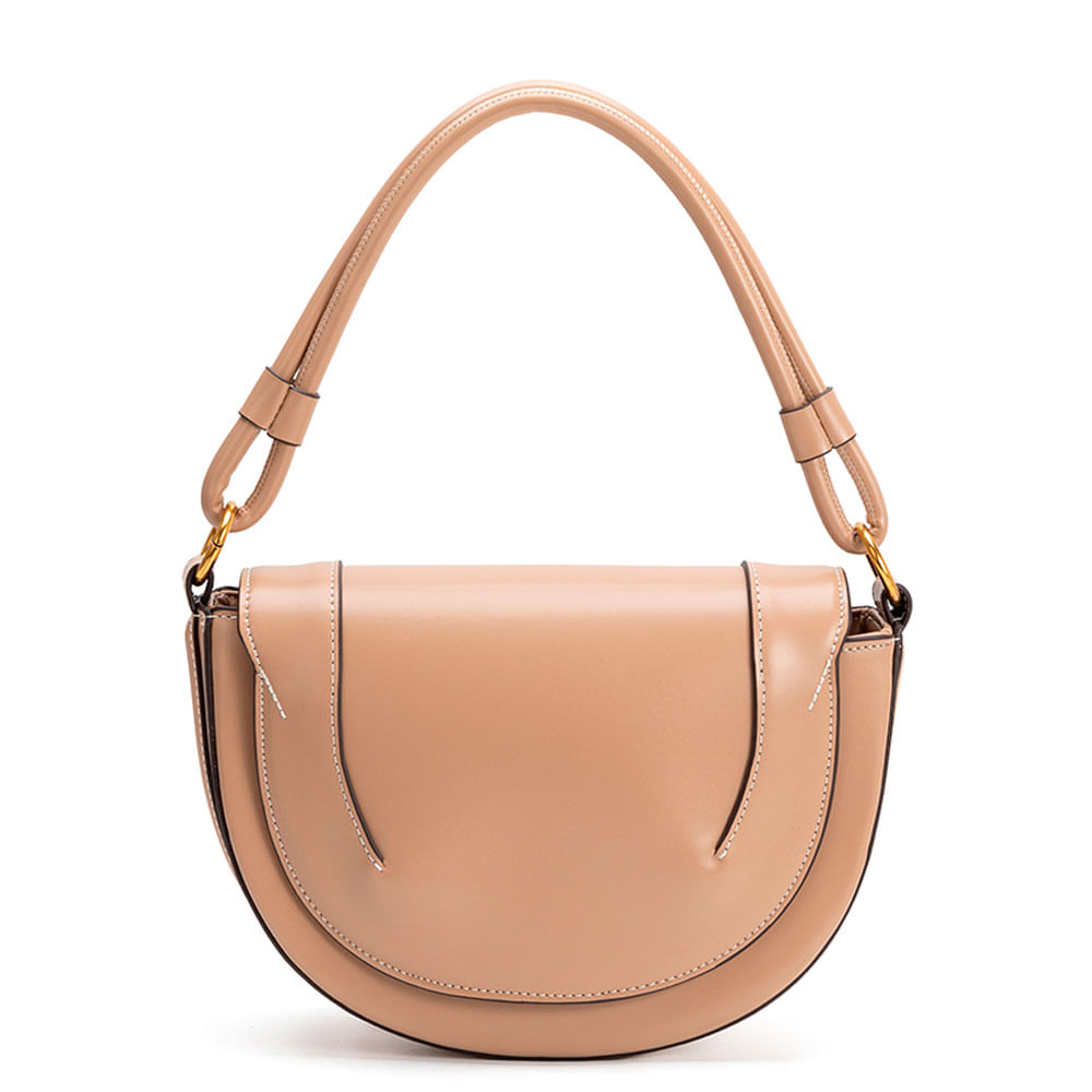 Bolsa Tiracolo Arredondada Bege