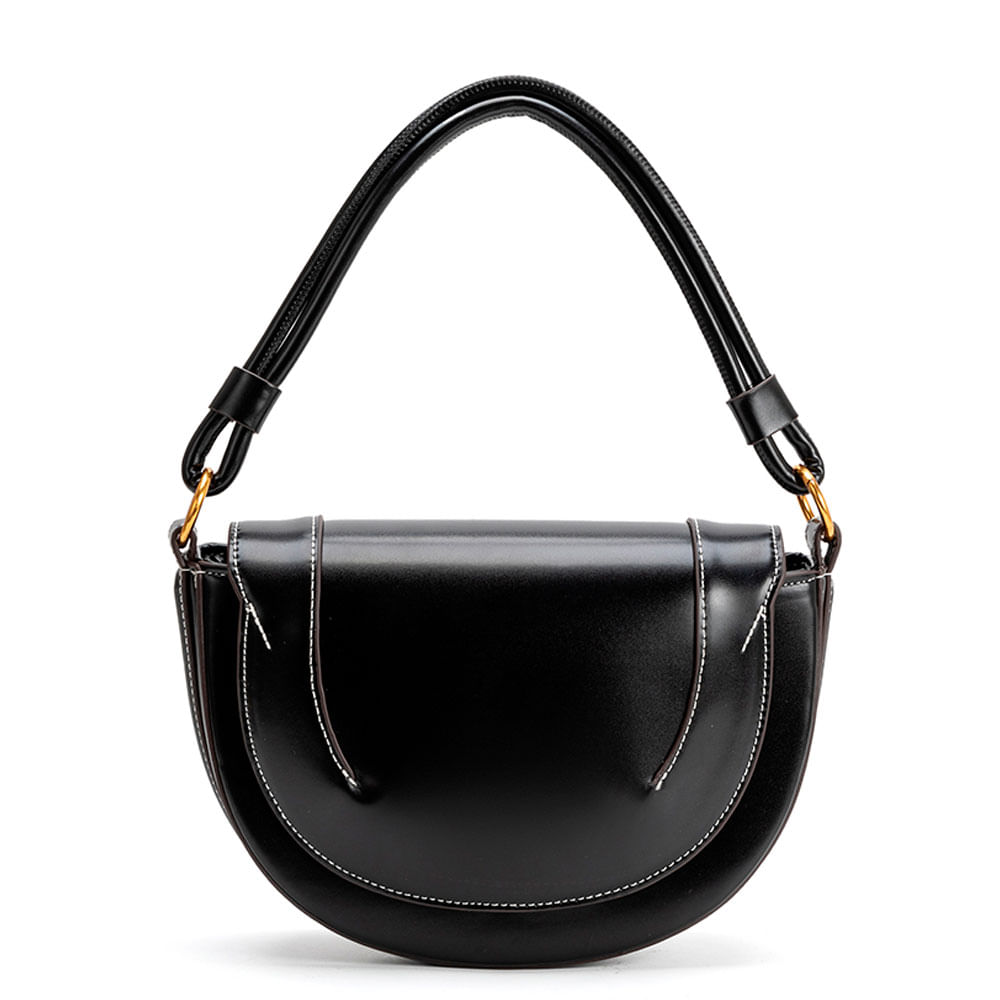 Bolsa Tiracolo Arredondada Preta