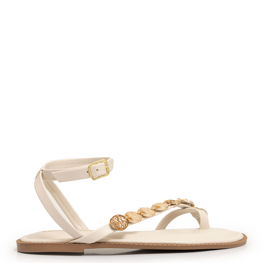 Rasteira Off White Enfeite Medalhas