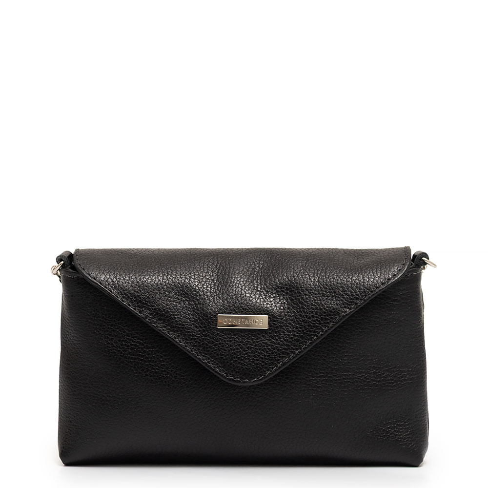 Bolsa Couro Pequena Corrente Preta