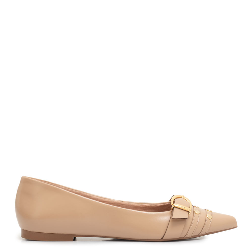 Sapatilha Bege Fivela Tachas