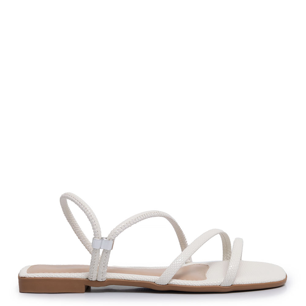 Rasteira Off White Tiras Texturizadas