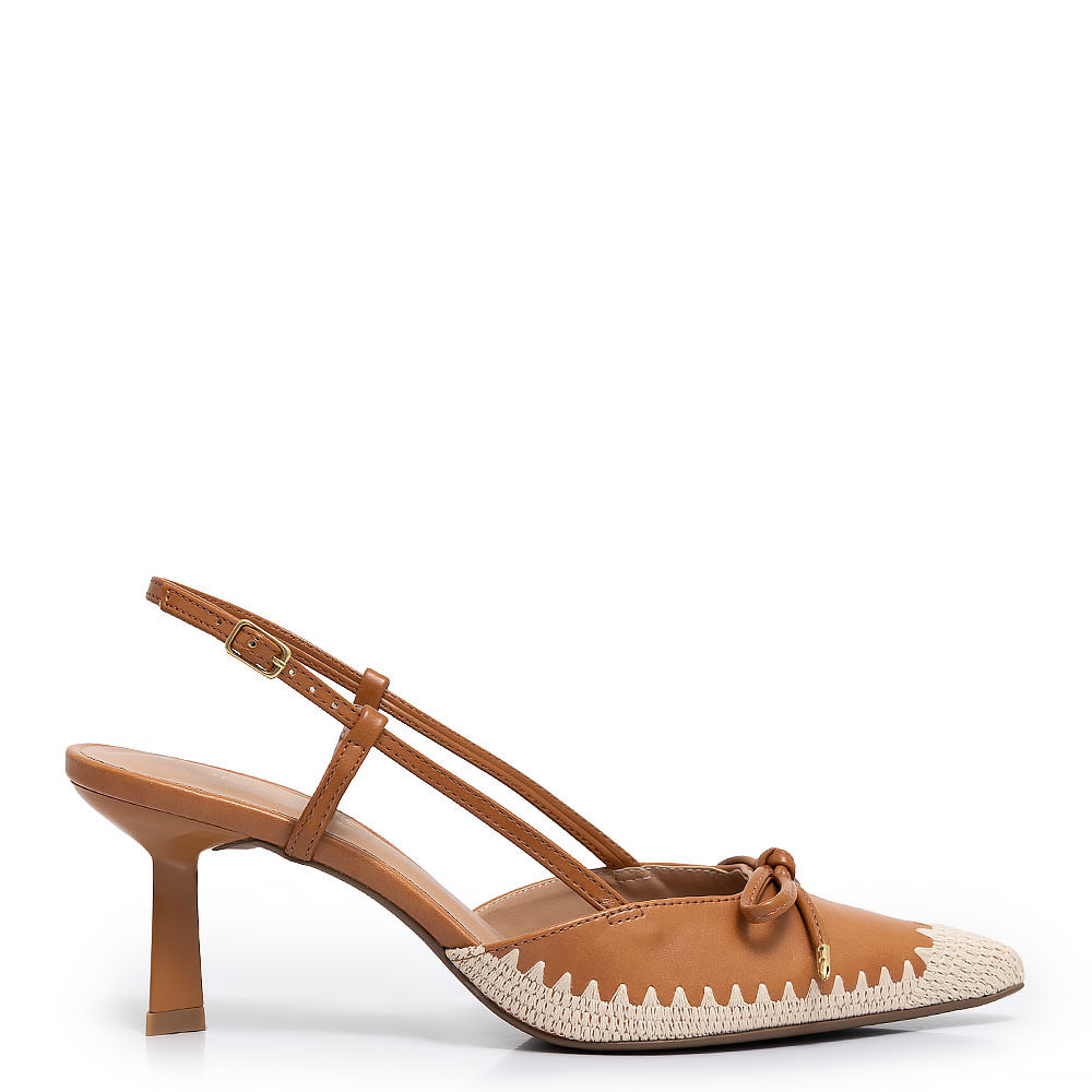 Scarpin Caramelo Laço Bordado