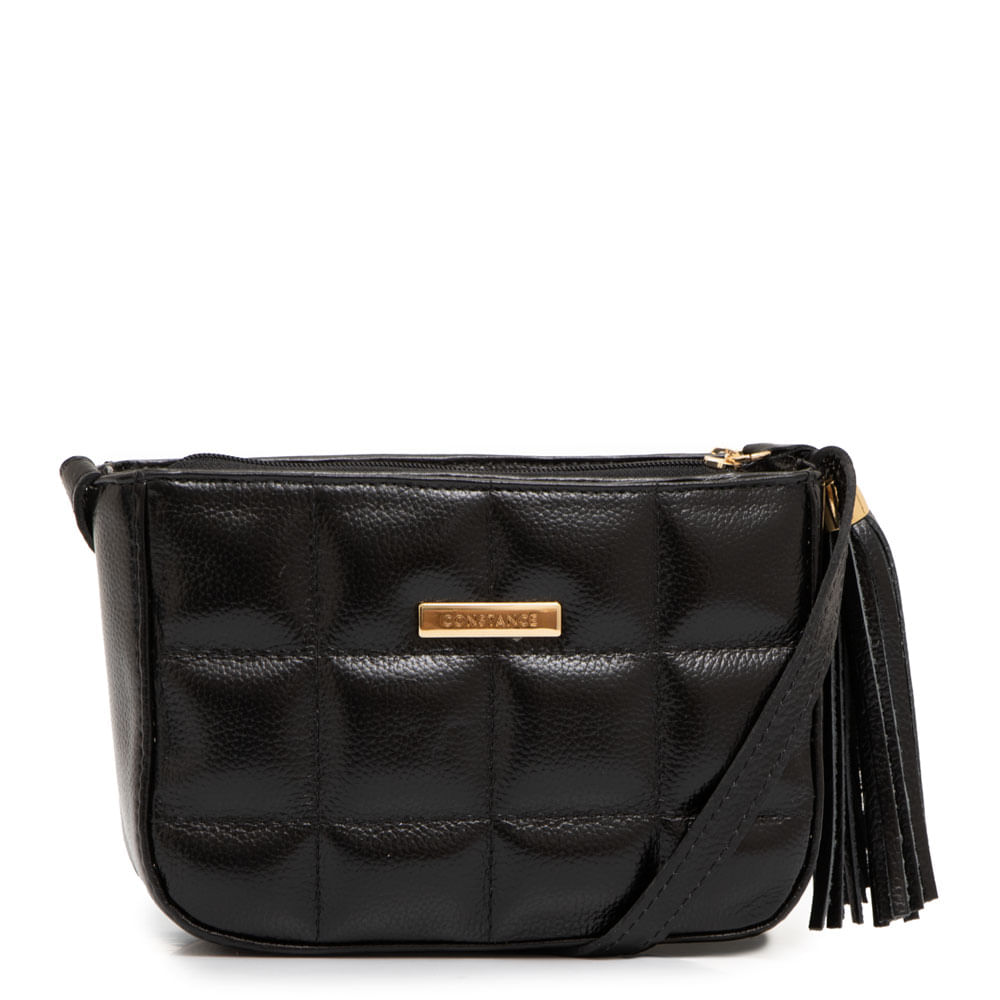 Bolsa Tiracolo Couro Barbicacho Preto