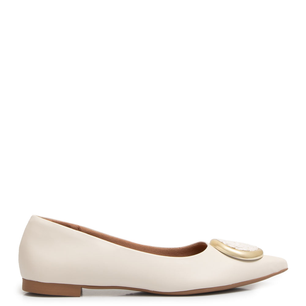 Sapatilha Off White Enfeite Redondo