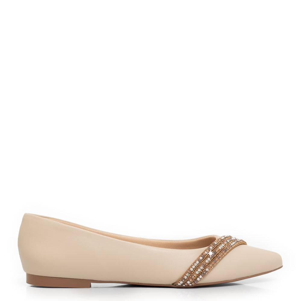 Sapatilha Off White Tiras Strass