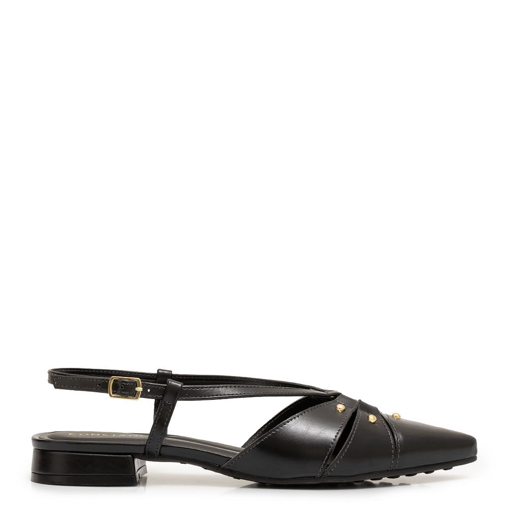 Sapatilha Slingback Preta Recortes