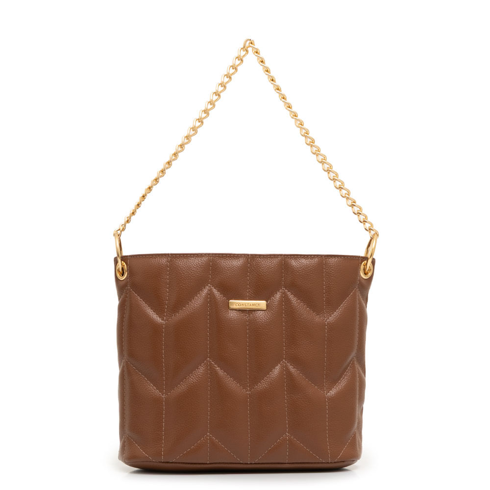 Bolsa Couro Matelassê Geométrico Caramelo