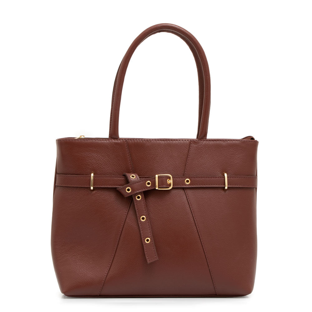 Bolsa Shopping Couro Cinto Bordo