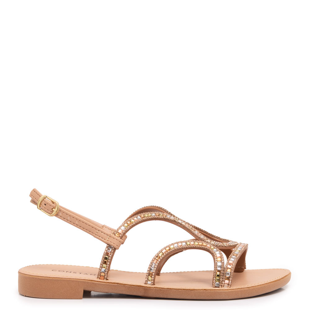 Rasteira Nude Strass