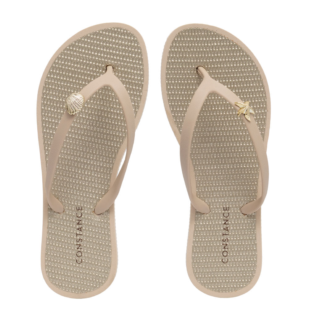 Chinelo Bege Enfeite Estrela E Concha