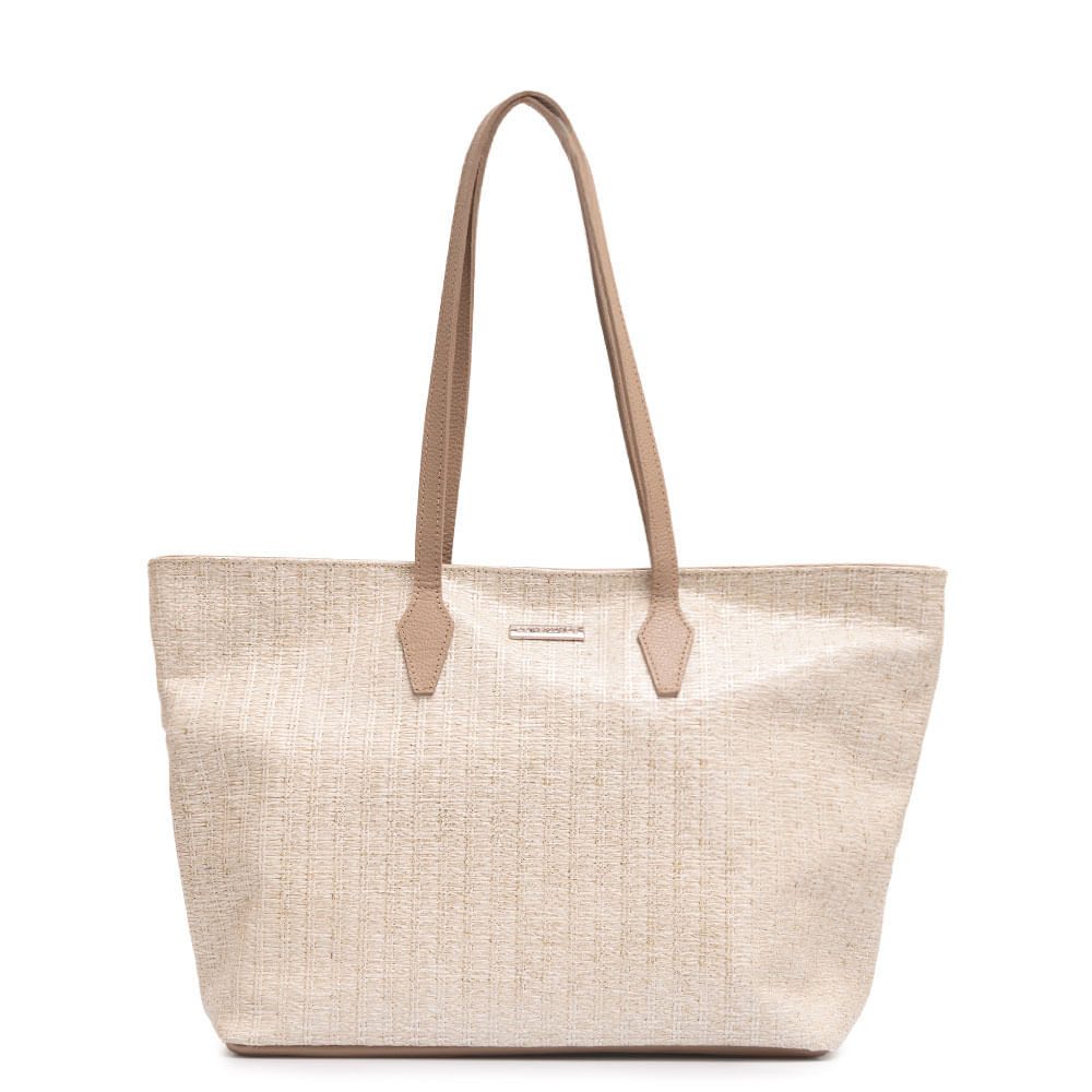 Bolsa Shopping Couro Texturizado Off White