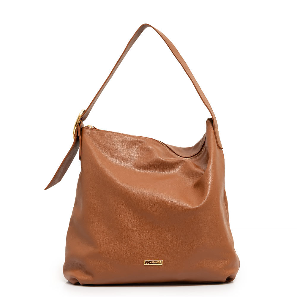 Bolsa Hobo Couro Fivela Caramelo