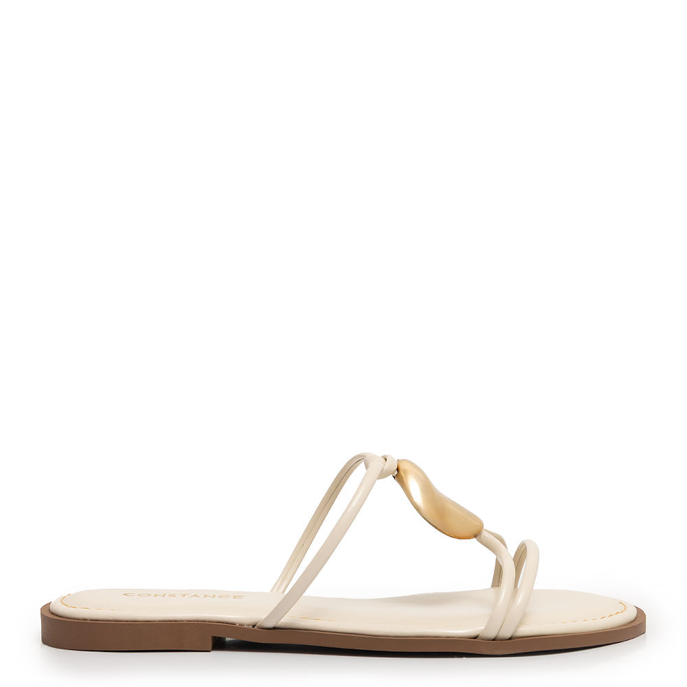 Rasteira Off White Enfeite Circular