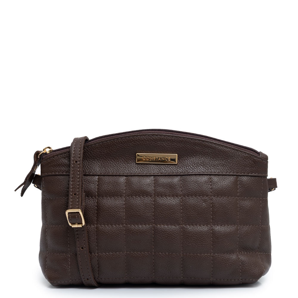 Bolsa Crossbody Couro Café Pespontada