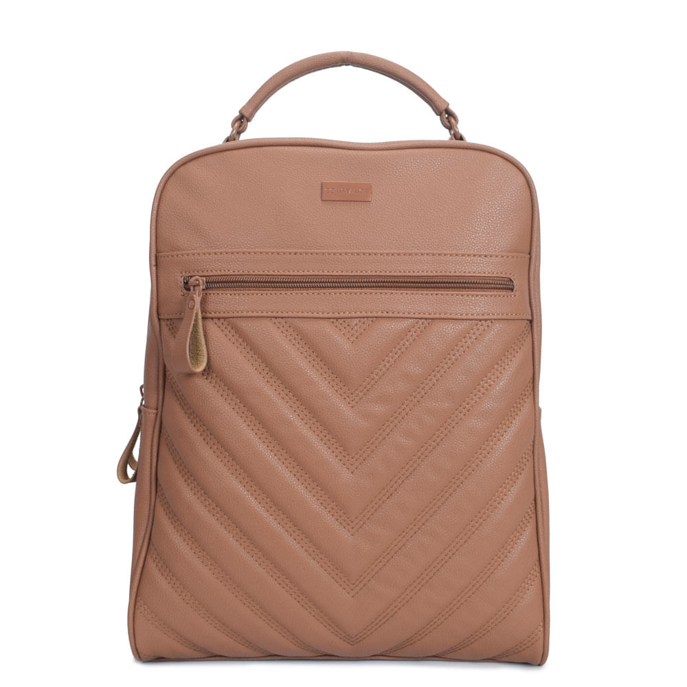 Mochila Couro Matelassê Caramelo