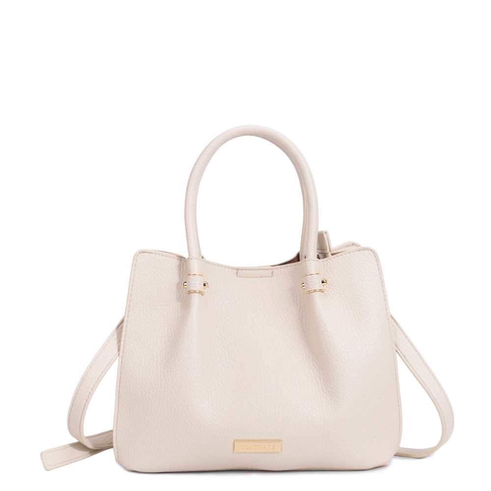 Bolsa Tote Pregas Enfeite Off White