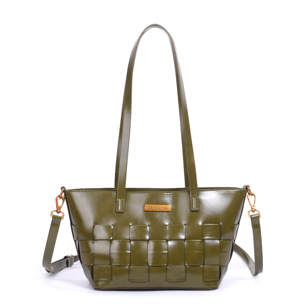 Bolsa Verde Ombro Tressê Verniz