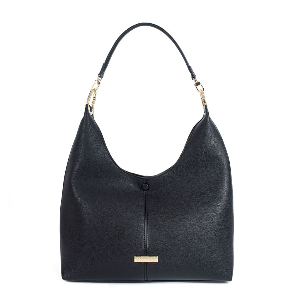 Bolsa Hobo Enfeite Orgânico Preta