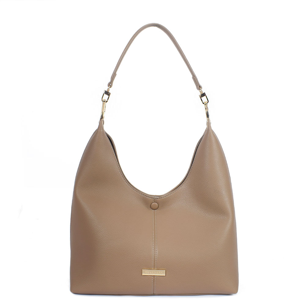 Bolsa Bege Hobo Enfeite Orgânico