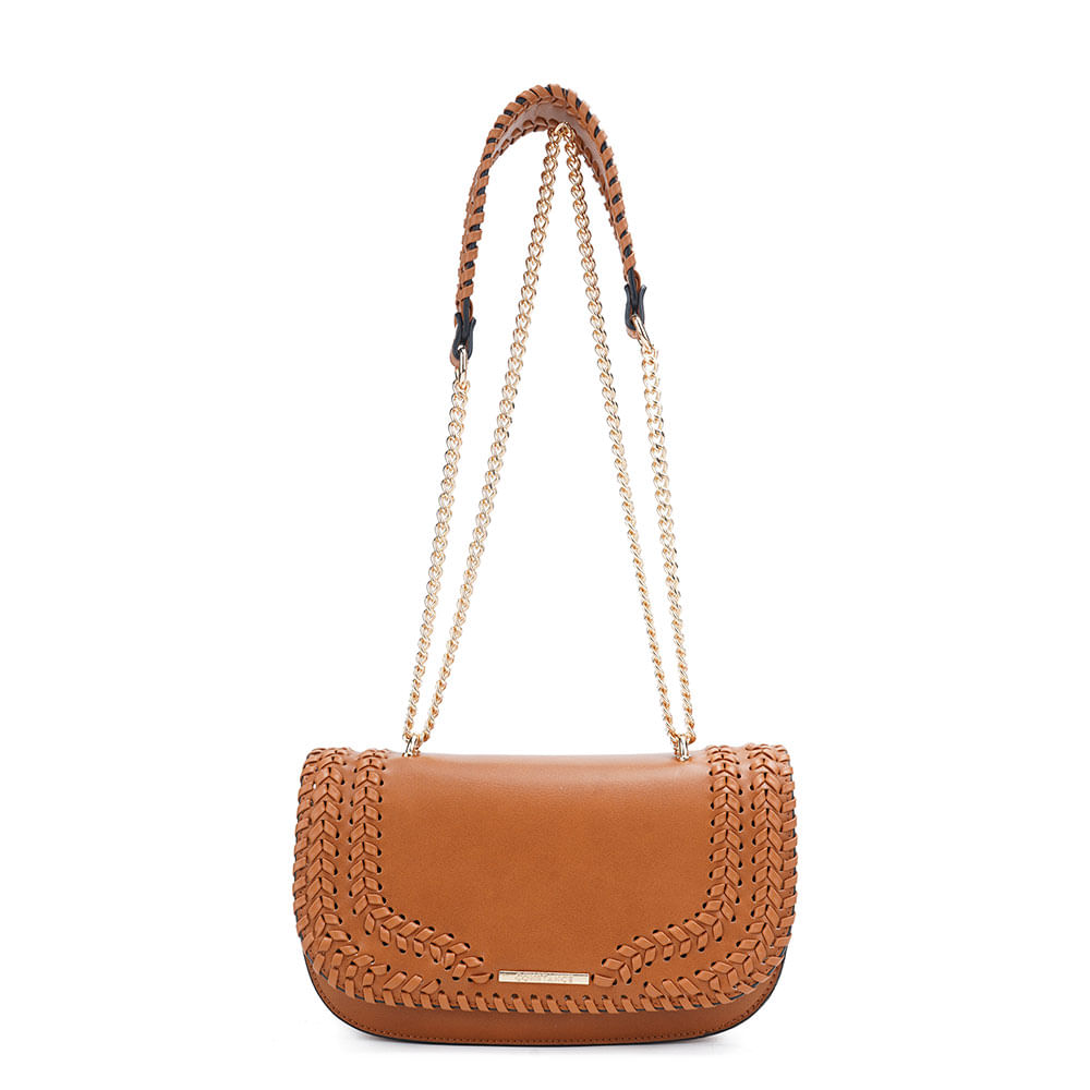 Bolsa Tiracolo Trançada Caramelo