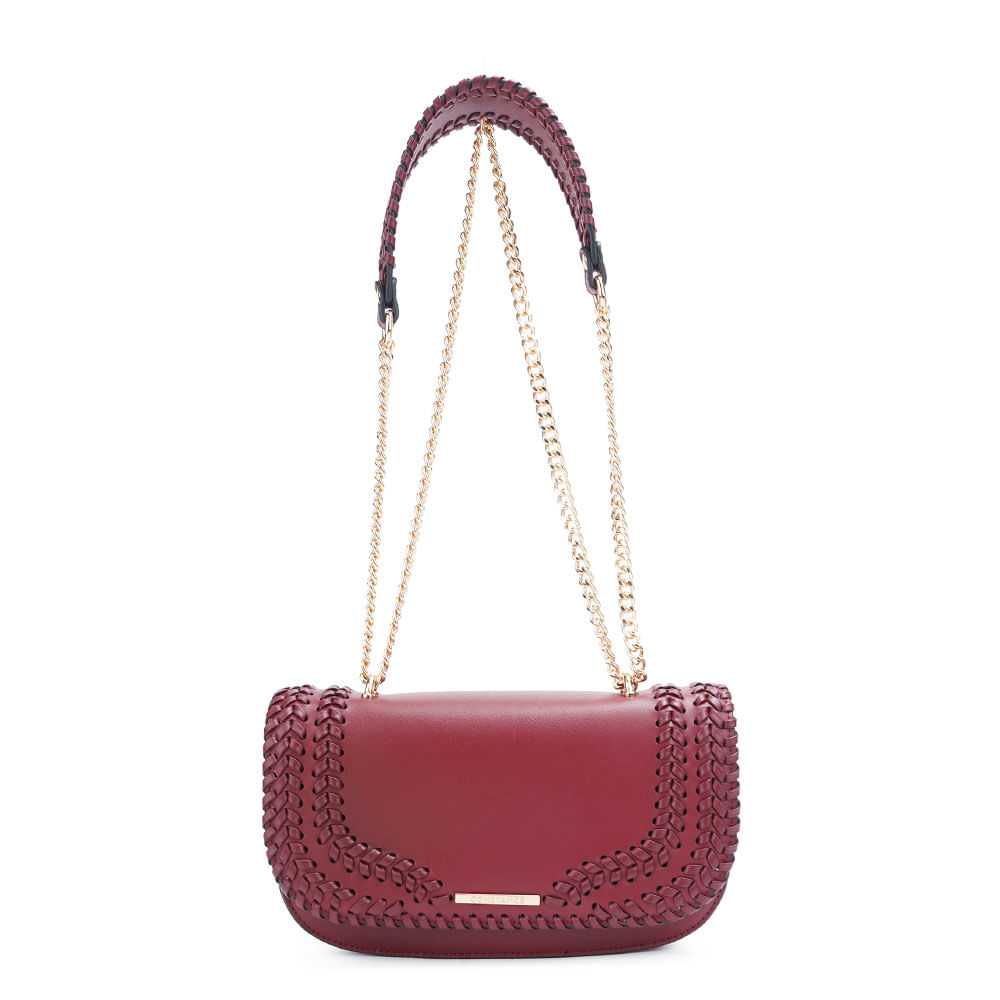 Bolsa Tiracolo Trançada Bordô