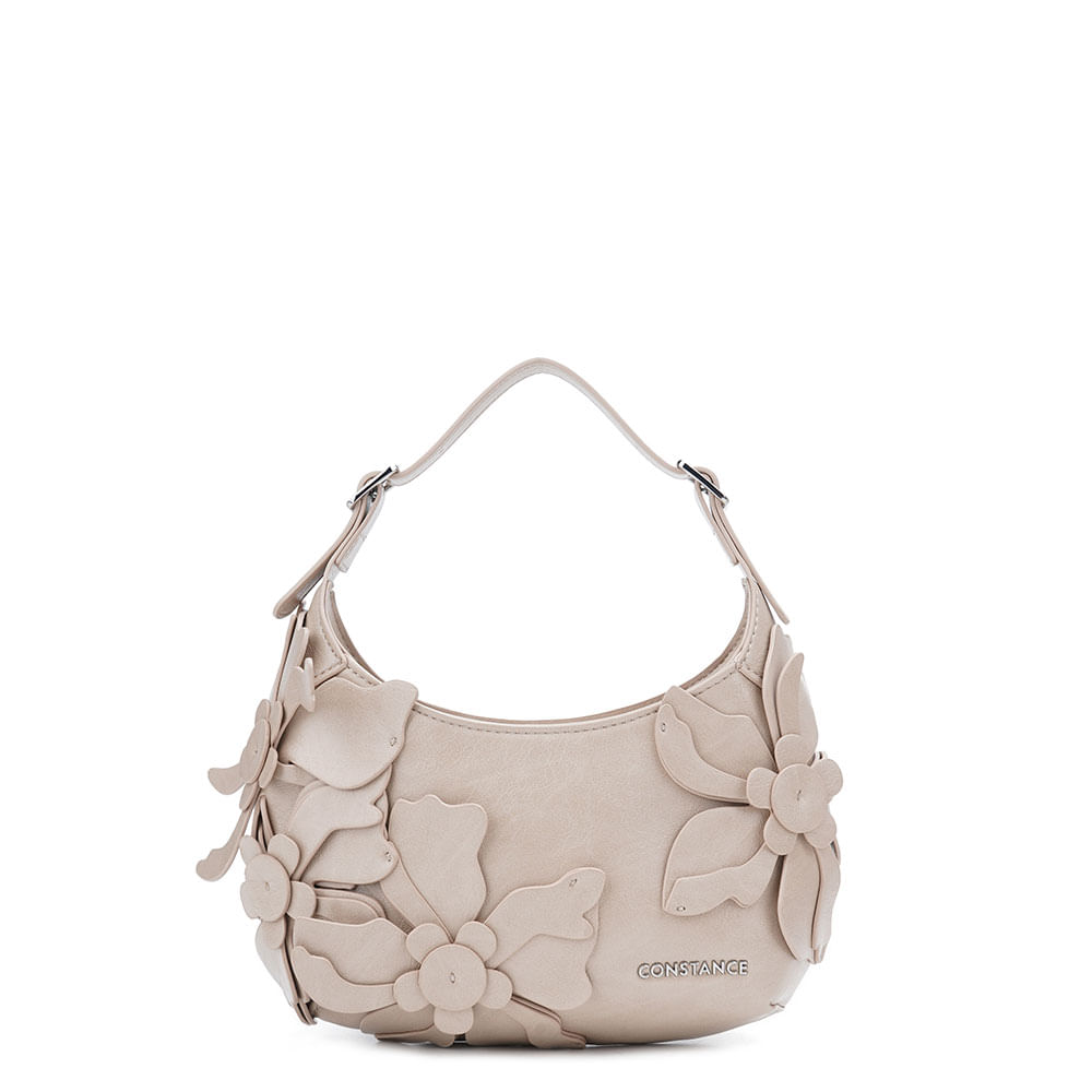 Bolsa Pequena Flores Bege