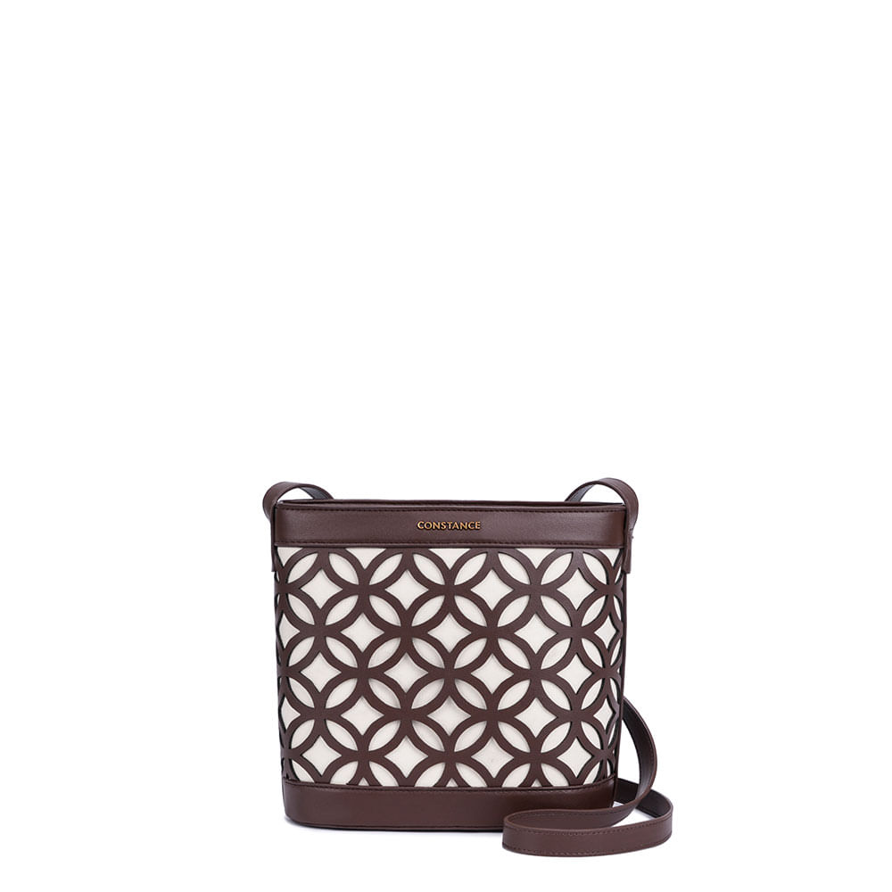 Bolsa Bucket Padrão Geométrico Café