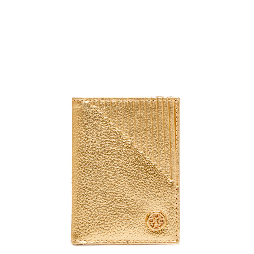 Porta Cartão Couro Dourado