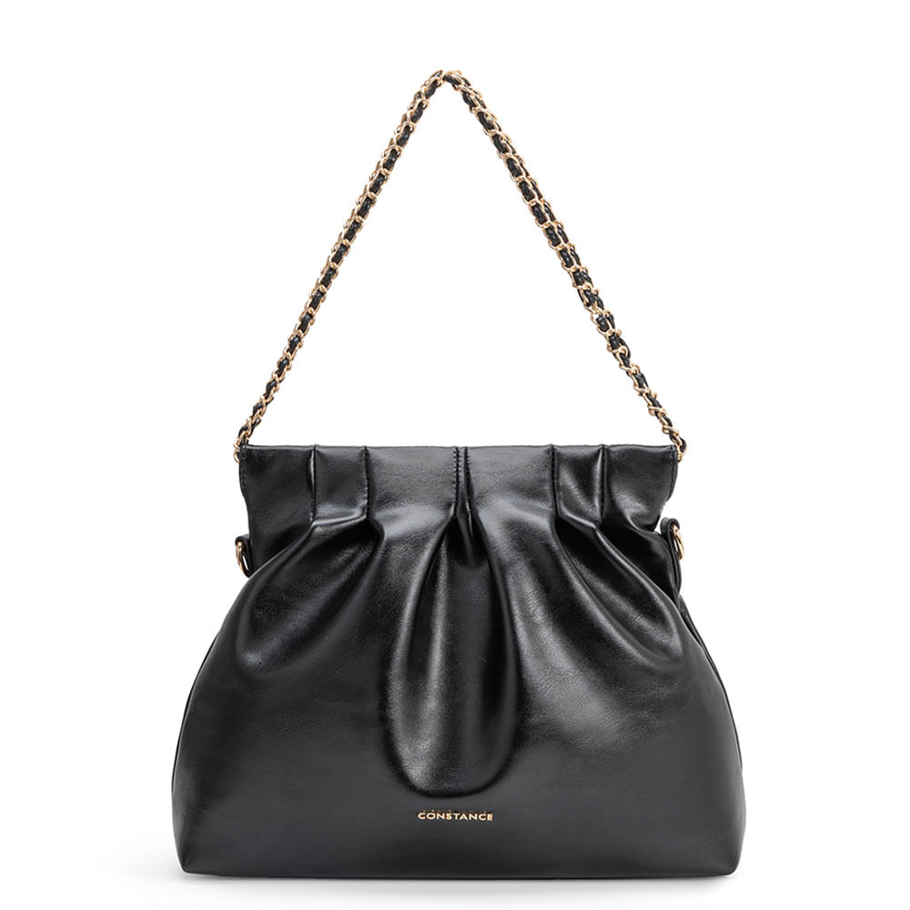 Bolsa Preta Ombro Pregas