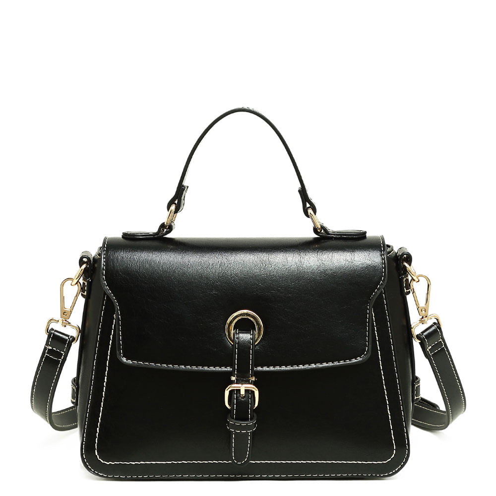 Bolsa Tiracolo Fivela Preta