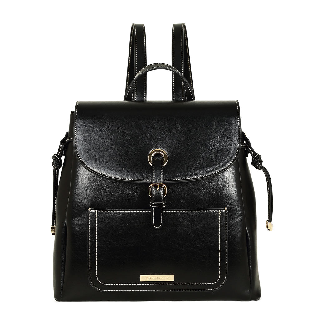 Bolsa Mochila Fivela Preta